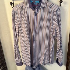 Robert Graham men’s designer shirt size L beautiful embellishments !!!!